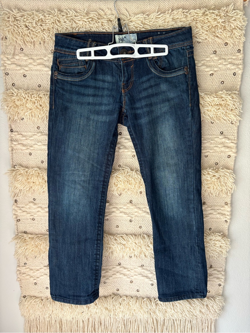 Jolt Dark Blue Cropped Stretch Denim Jeans